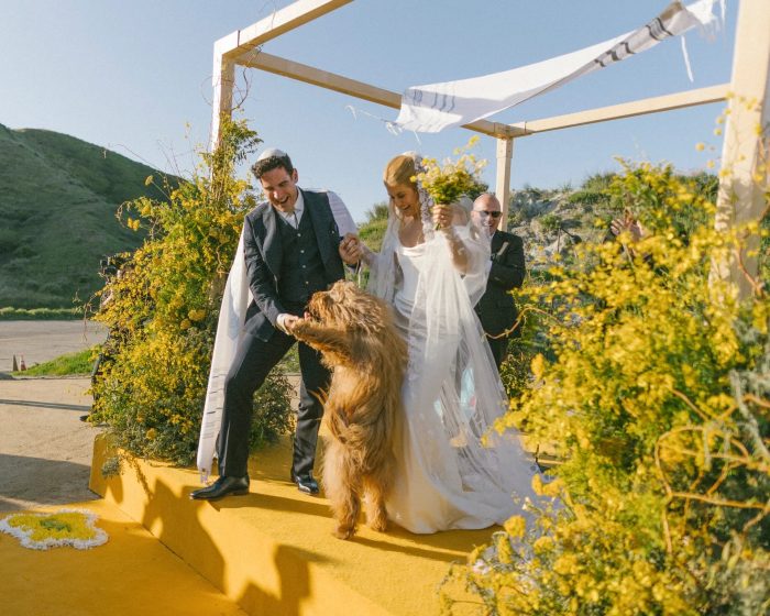 Austyn and Dylan celebrating with dog Pablo