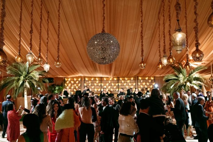 luxury wedding draping, chandeliers and decor